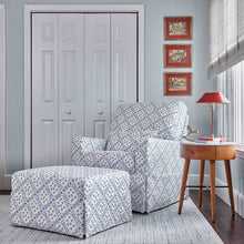 M21785BLT,Namesake,Sarah Flint x Namesake Crawford Gliding Ottoman in Blue Lattice Performance Eco-Weave