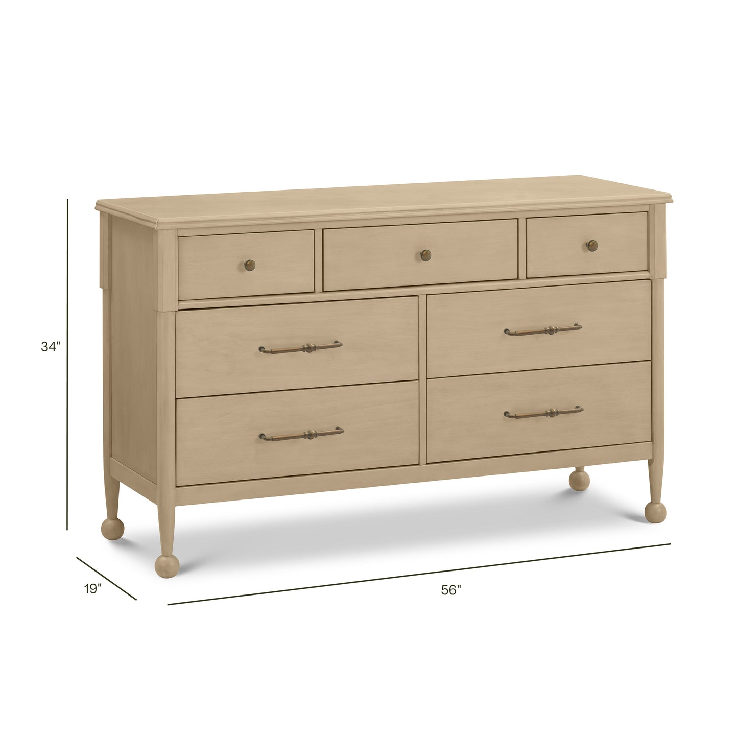 M31416WP,Namesake,Alouette 7-Drawer Assembled Dresser in Washed Pine
