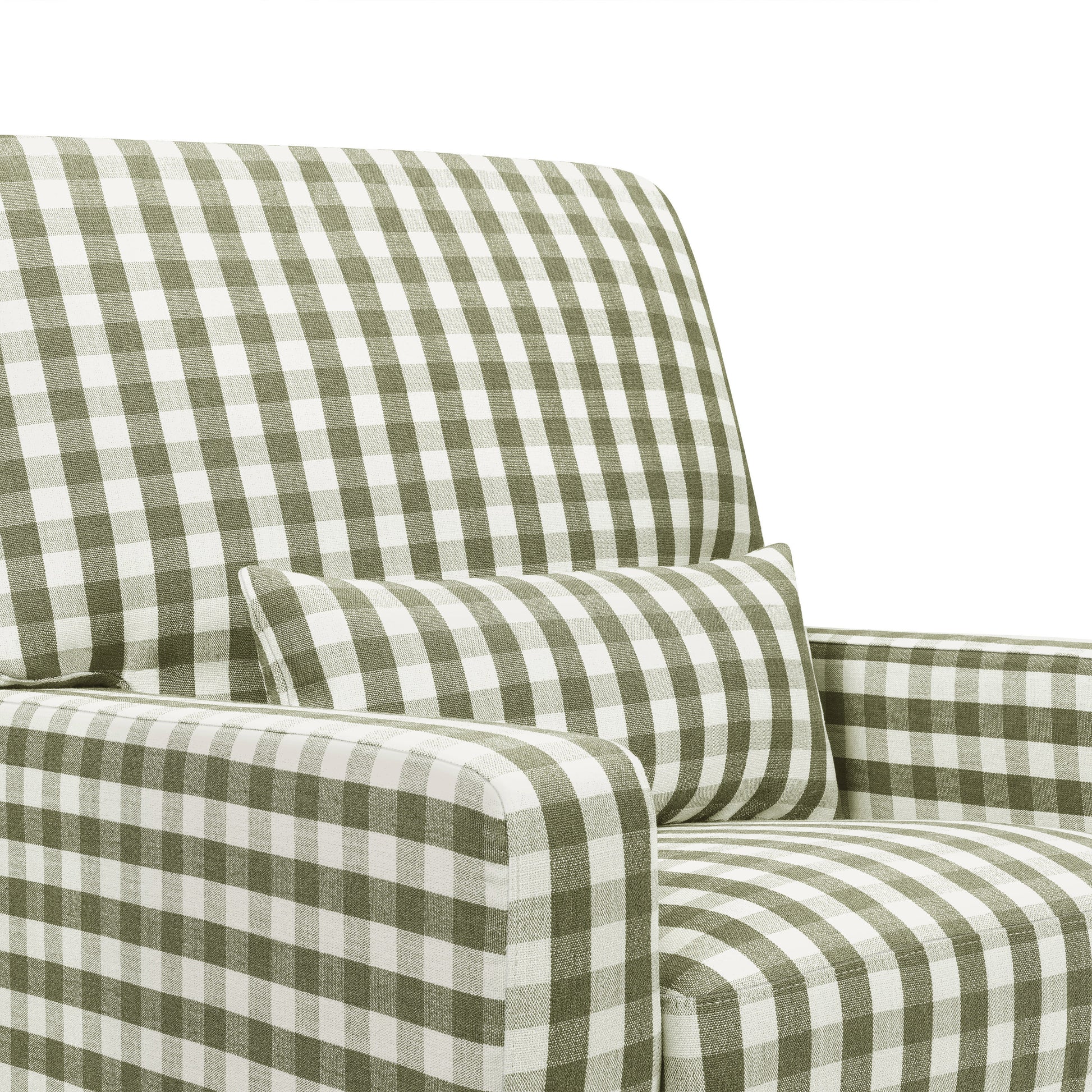 M21787GGH,Namesake,Crawford Pillowback Comfort Swivel Glider in Moss Green Gingham