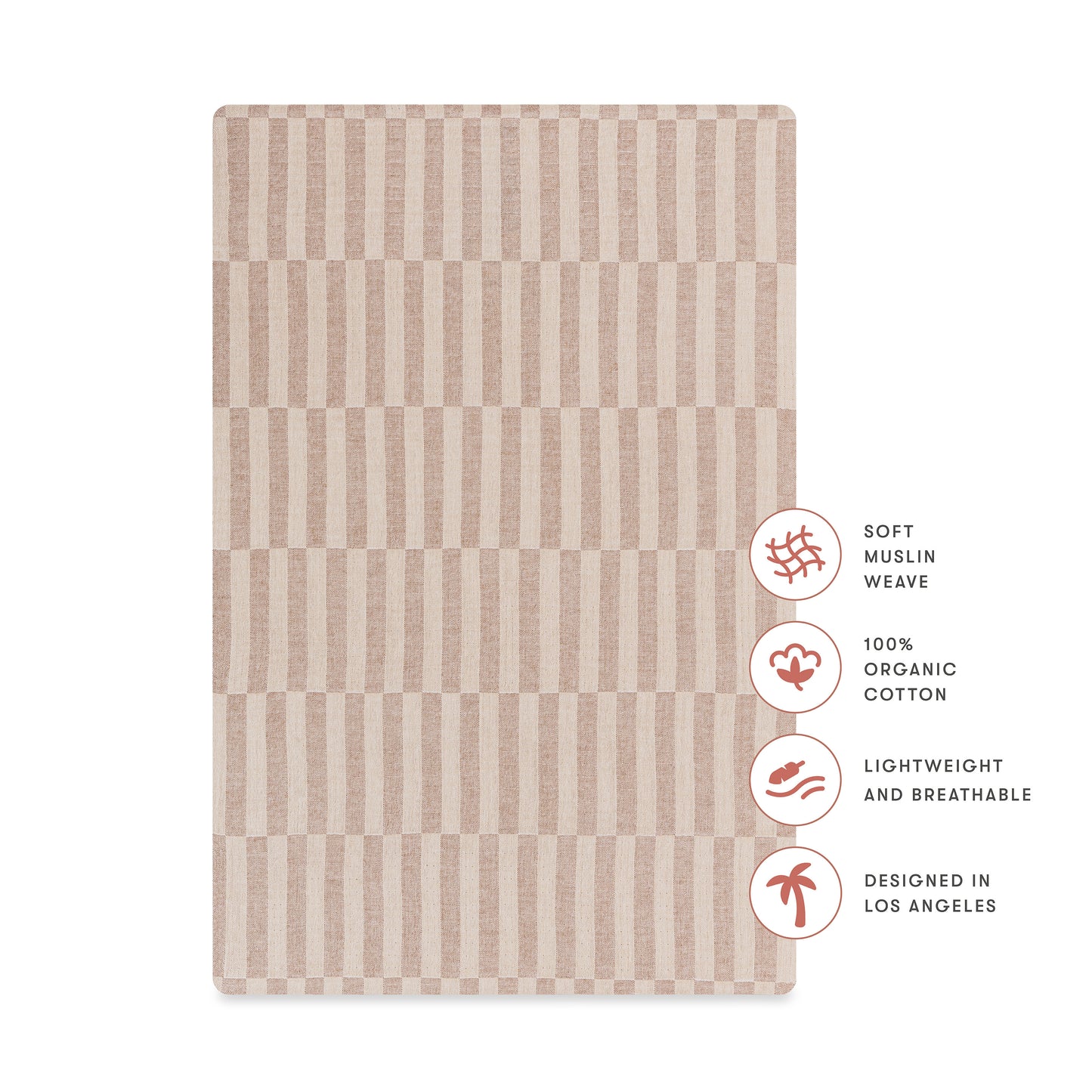 T30636,Babyletto,Cocoa Stripe Muslin Mini Crib Sheet in GOTS Certified Organic Cotton