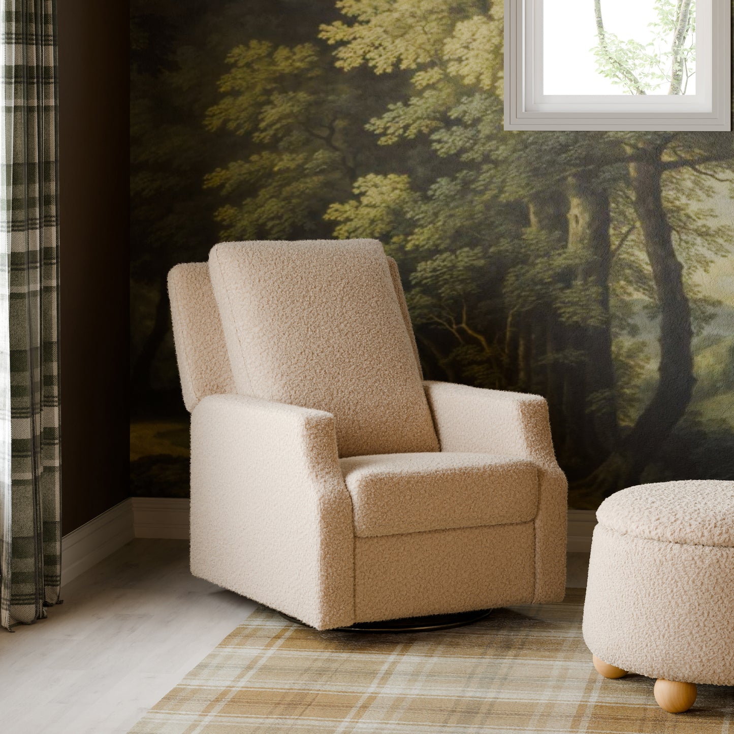 M22287CSG,Namesake,Crewe Recliner and Swivel Glider in Chai Shearling