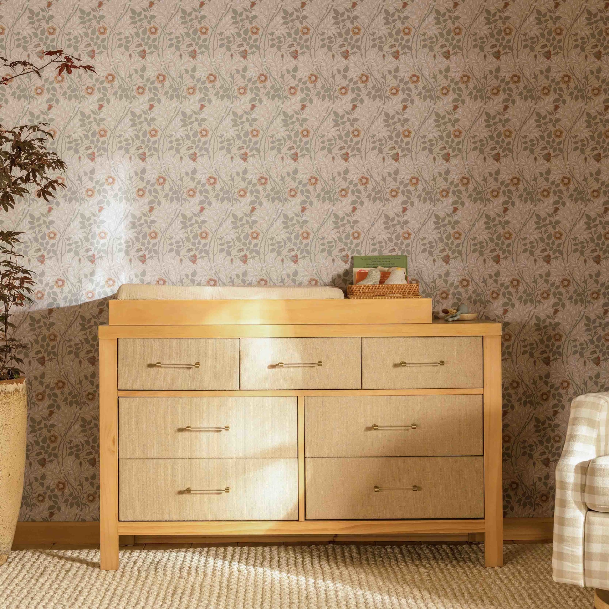 M24816HYPSEW,Namesake,Eloise 7-Drawer Assembled Dresser in Honey & Performance Sand Eco-Weave