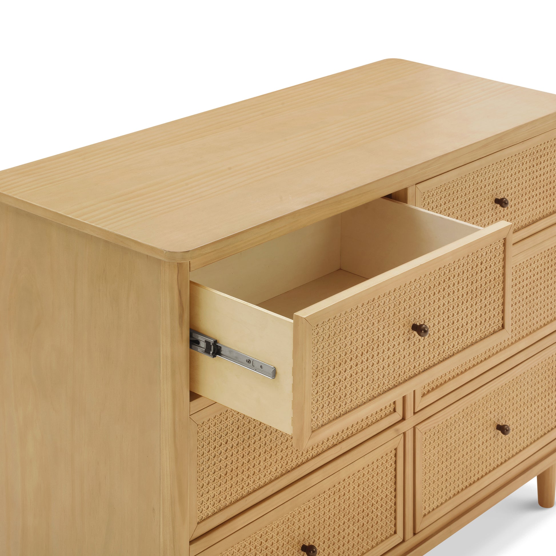 M23716HYHC,Namesake,Marin with Cane 6 Drawer Assembled Dresser in Honey and Honey Cane