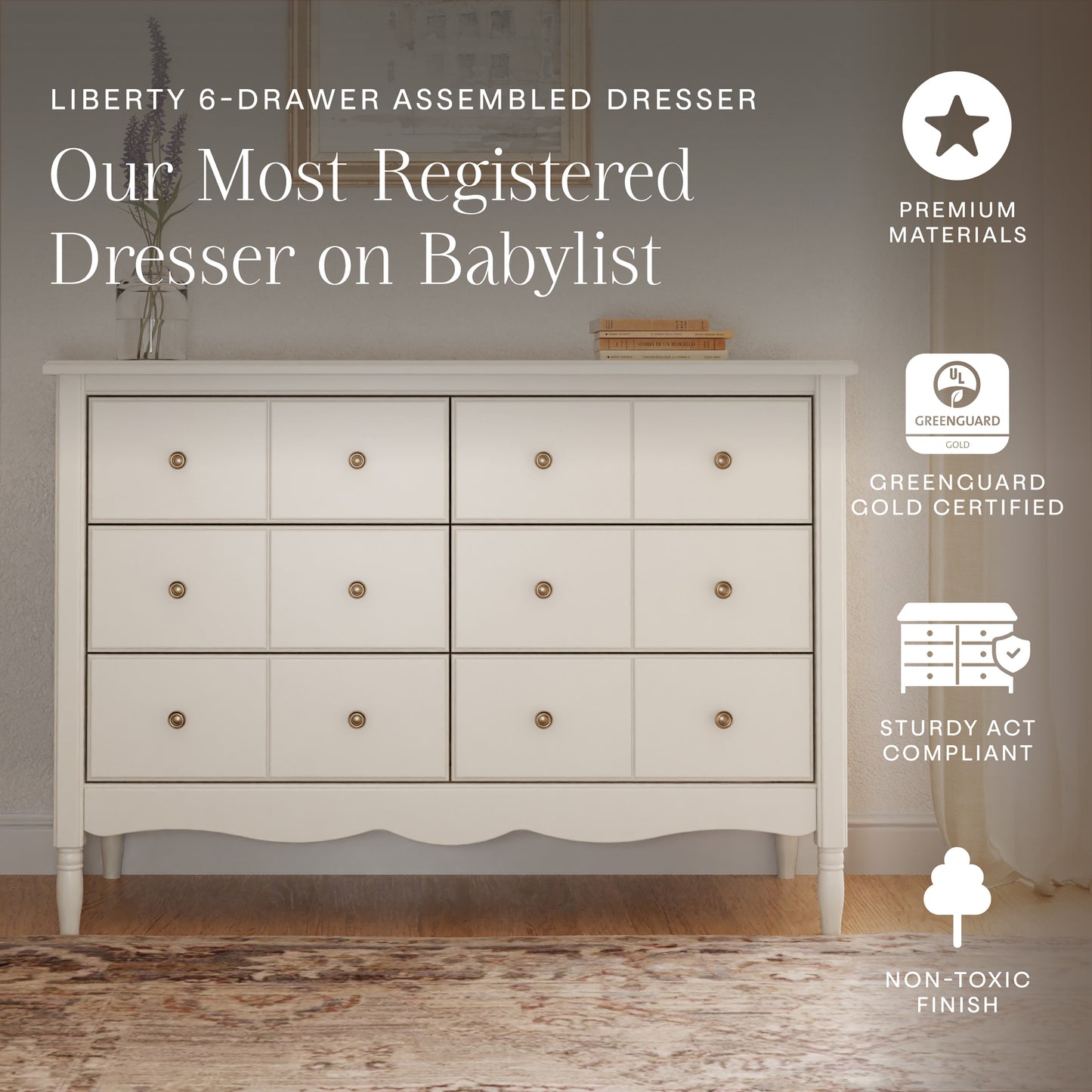 M7116RW,Namesake,Liberty 6-Drawer Assembled Dresser in Warm White