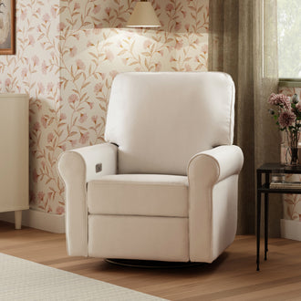 B17787PNET,Monogram by Namesake,Monroe Pillowback Power Recliner in Performance Natural Eco-Twill