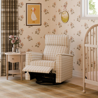 M17182TGH,Namesake,Willa Pro Power Glider Recliner w/ Power Lumbar in Tan Gingham