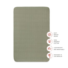 T29736MCA,Matcha Muslin Mini Crib Sheet in GOTS Certified Organic Cotton