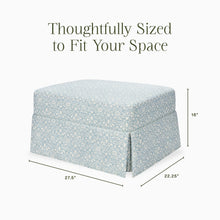 M21785BPB,Namesake,Crawford Gliding Ottoman in Bellflowers in Powdered Blue