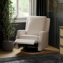M22286PCMEWLB,Namesake,Crewe Electronic Swivel Glider Recliner in Performance Cream Eco-Weave w/Light Wood Base