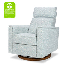 M17186BPBDB,Namesake,Willa Plus Power Glider Recliner w/ Power Headrest in Bellflowers in Powdered Blue w/ Dark Wood Base