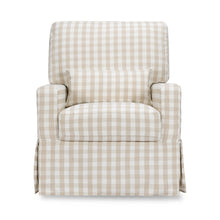 M21787TGH,Namesake,Crawford Pillowback Comfort Swivel Glider in Tan Gingham