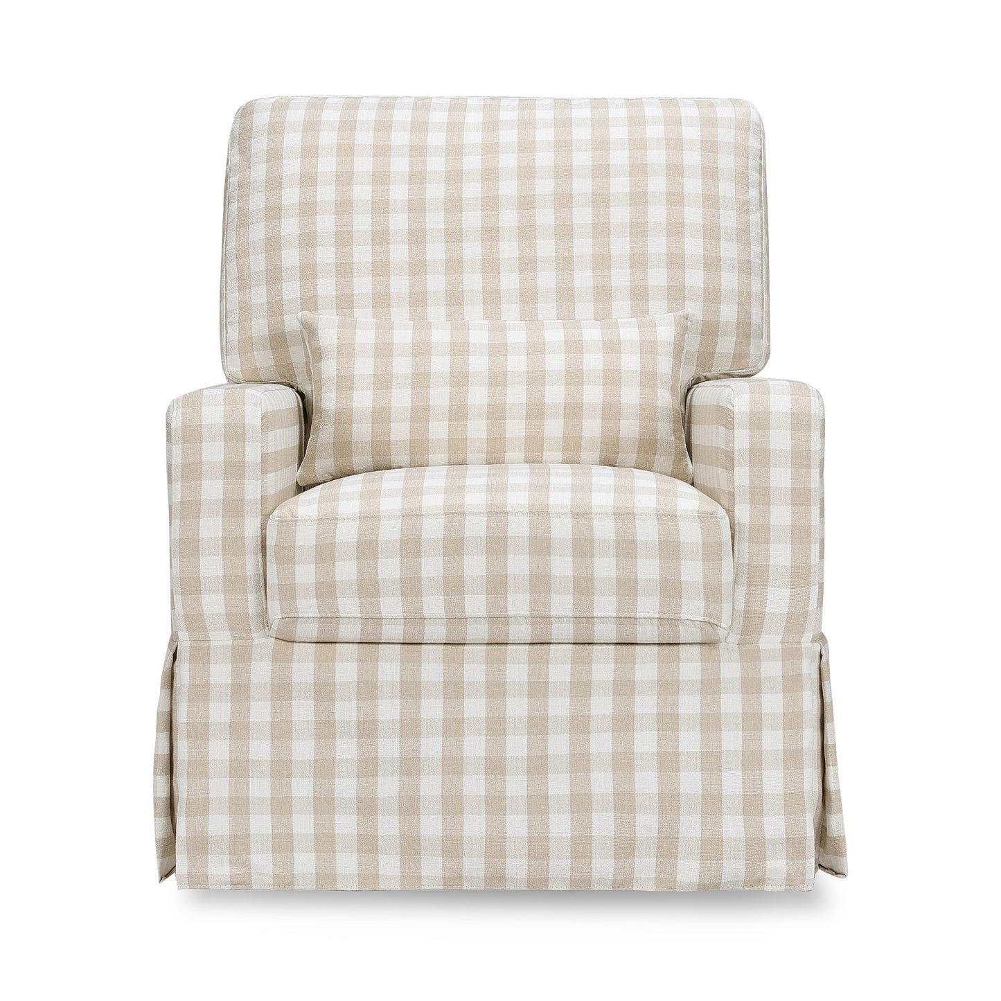 M21787TGH,Crawford Pillowback Comfort Swivel Glider in Tan Gingham