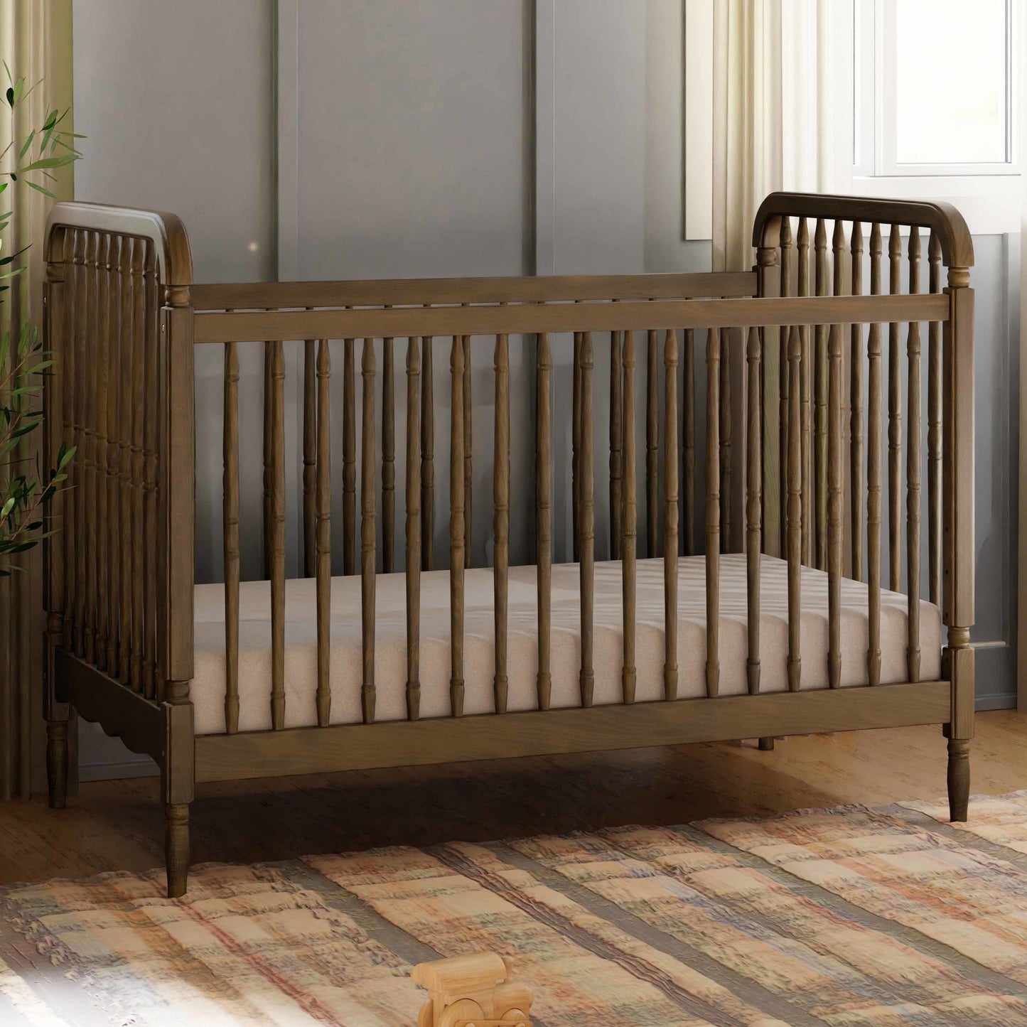 M7101NL,Namesake,Liberty 3-in-1 Convertible Spindle Crib w/Toddler Bed Conversion Kit in Natural Walnut