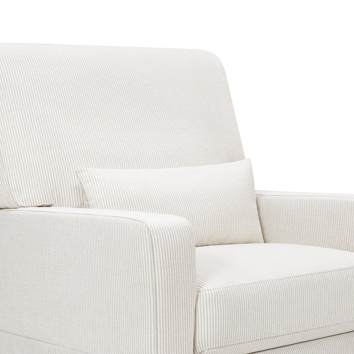 M21787FCS,Crawford Pillowback Comfort Swivel Glider in Fog Chatham Stripe Performance Eco-Weave