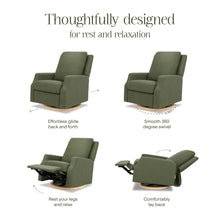 M22287OBLB,Namesake,Crewe Recliner and Swivel Glider in Olive Boucle w/Light Wood Base