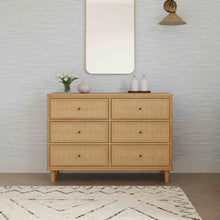 M23716HYHC,Namesake,Marin with Cane 6 Drawer Assembled Dresser in Honey and Honey Cane