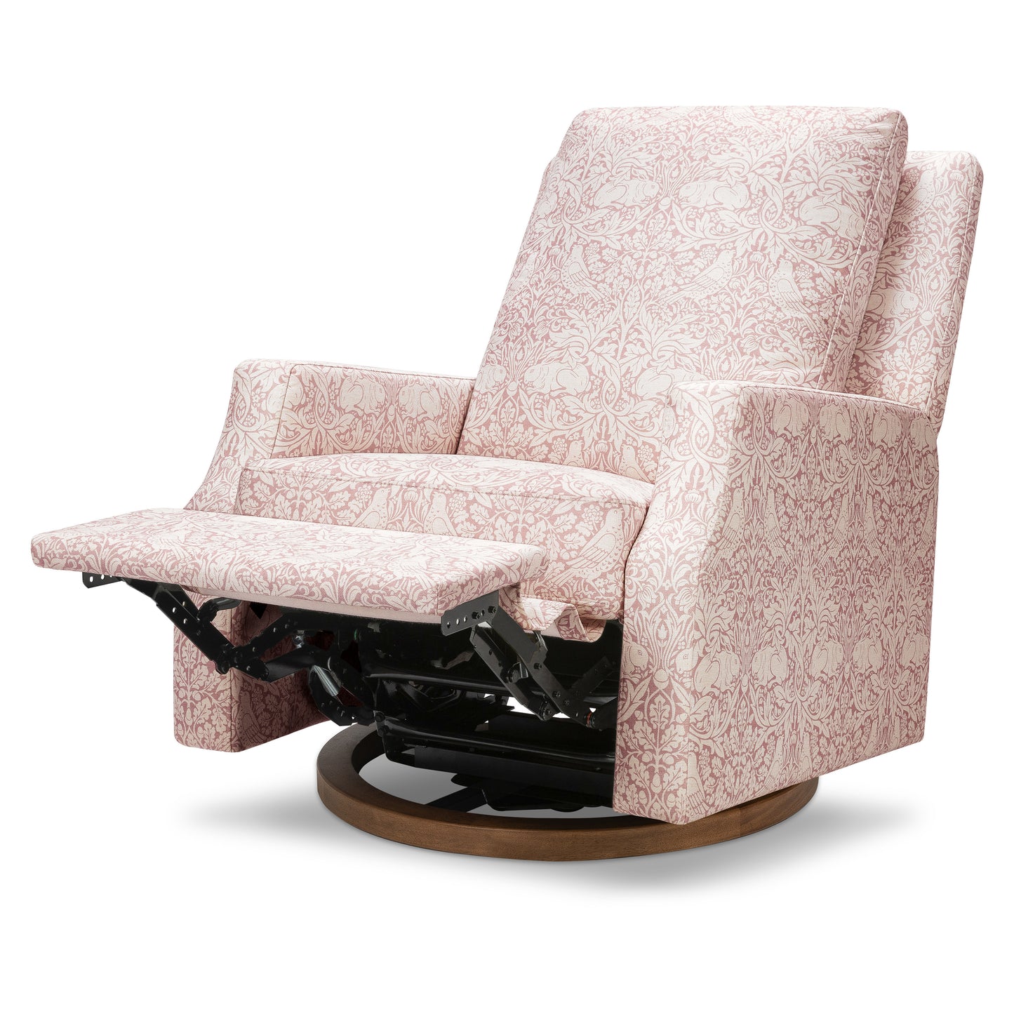 M22287PBRRDB,Namesake,Crewe Recliner and Swivel Glider in Pure Brer Rabbit in Rose w/Dark Wood Base