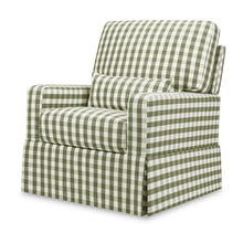 M21787GGH,Namesake,Crawford Pillowback Comfort Swivel Glider in Moss Green Gingham