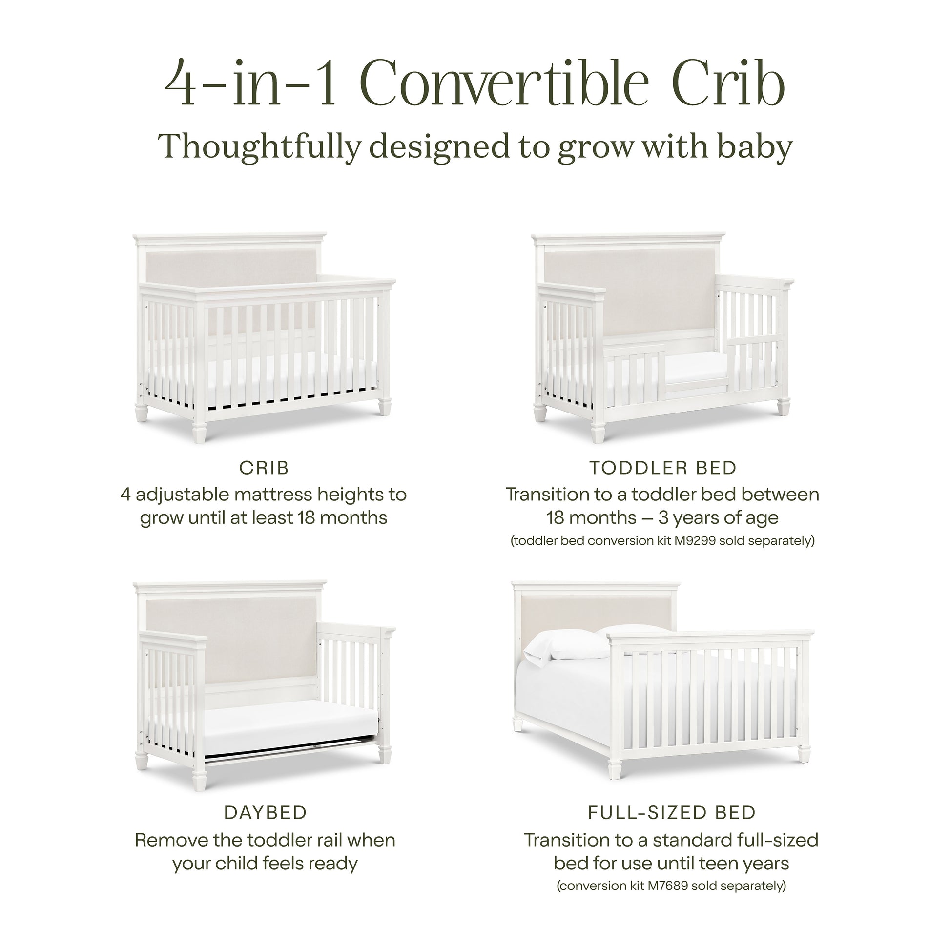 M15801RW,Namesake,Darlington 4-in-1 Convertible Crib in Warm White