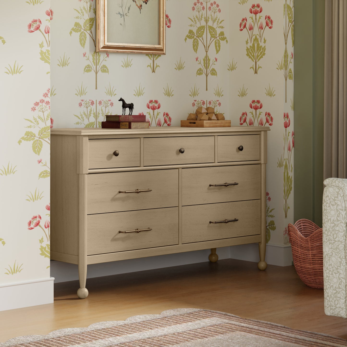M31416WP,Namesake,Alouette 7-Drawer Assembled Dresser in Washed Pine