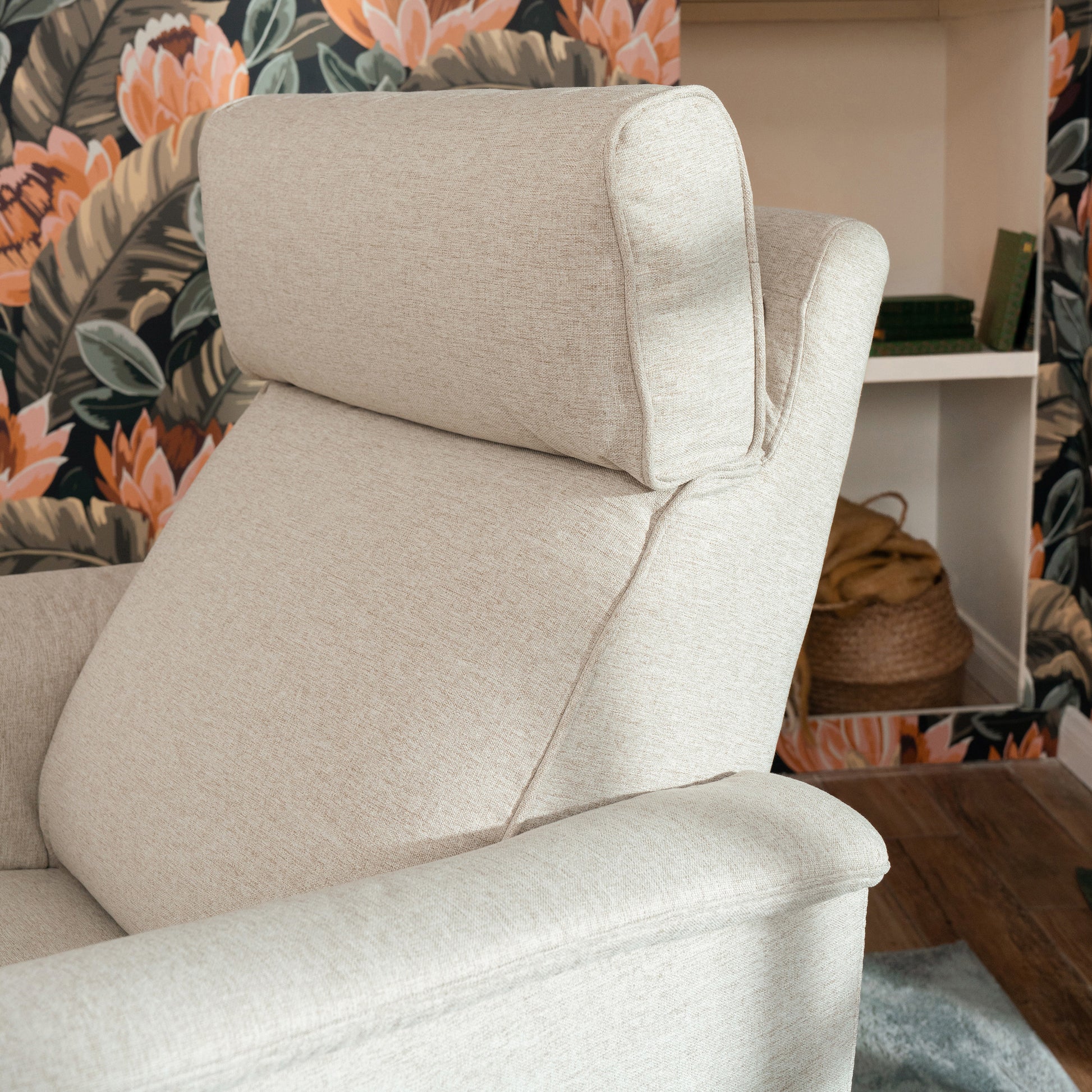 M17186PBEW,Namesake,Willa Plus Power Glider Recliner w/ Power Headrest in Performance Beach Eco-Weave