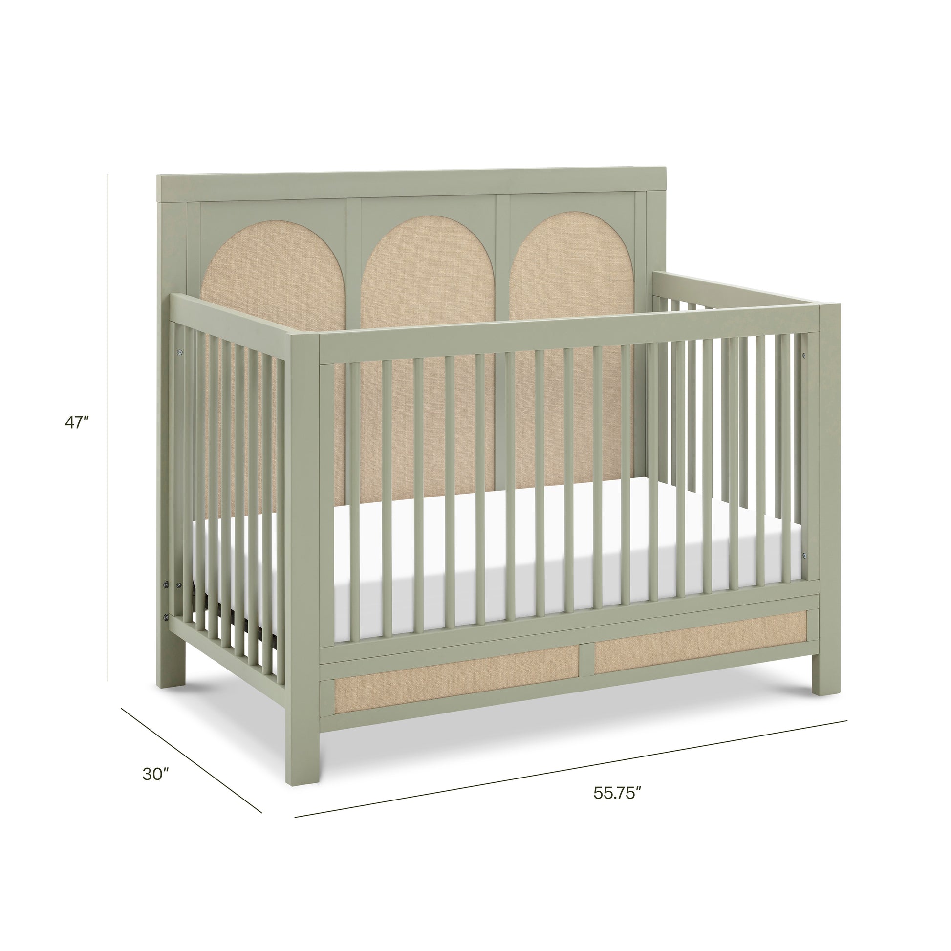 M24801FSPSEW,Namesake,Eloise 4-in-1 Convertible Crib in French Sage and Performance Sand Eco-Weave