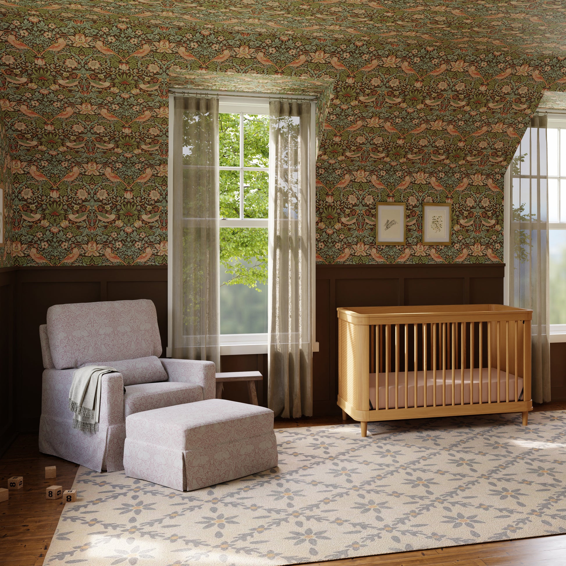 M21785PBRR,Namesake,Crawford Gliding Ottoman in Pure Brer Rabbit in Rose