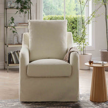 M26587IL,Namesake,Reese Slipcover Swivel Glider in Ivory Eco-Linen