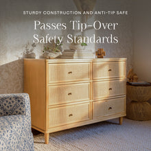 M23716HYHC,Namesake,Marin with Cane 6 Drawer Assembled Dresser in Honey and Honey Cane