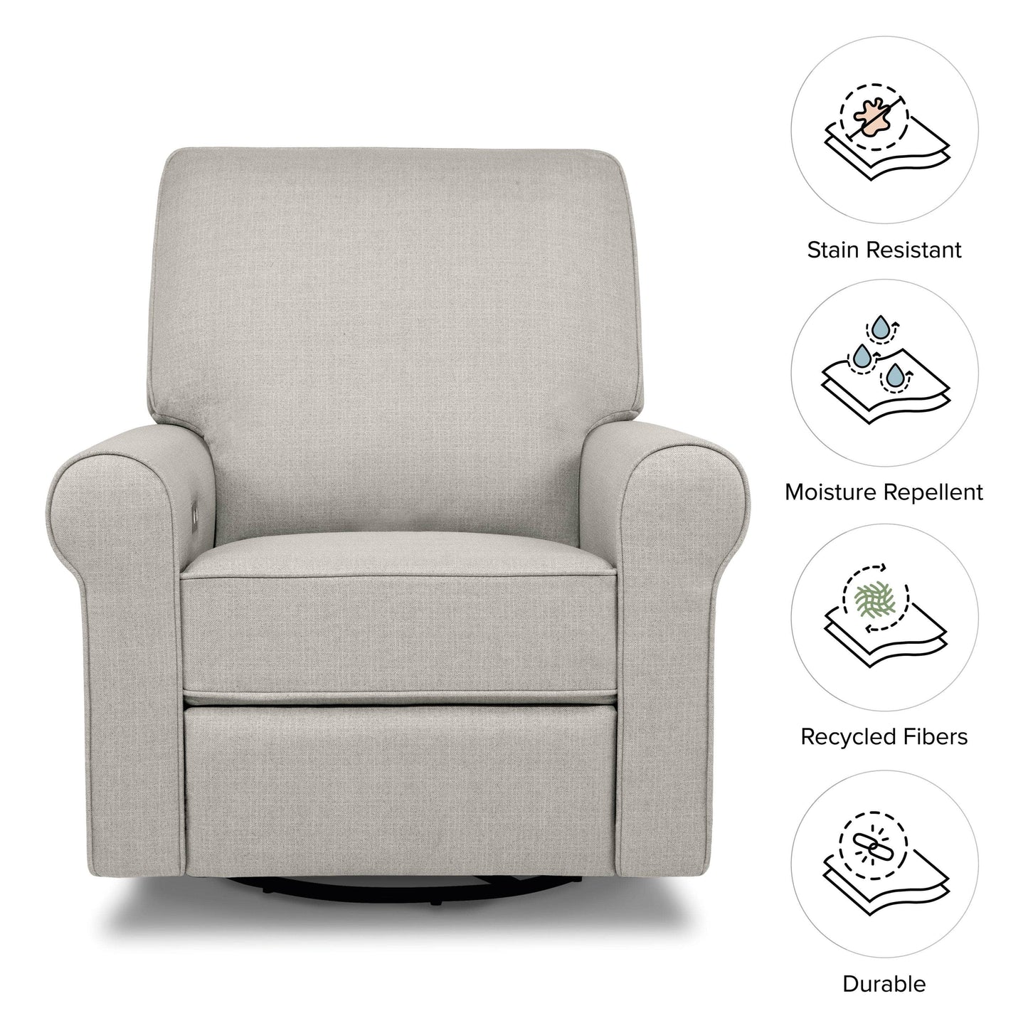 B17787PGET,Monroe Pillowback Power Recliner in Performance Grey Eco-Twill