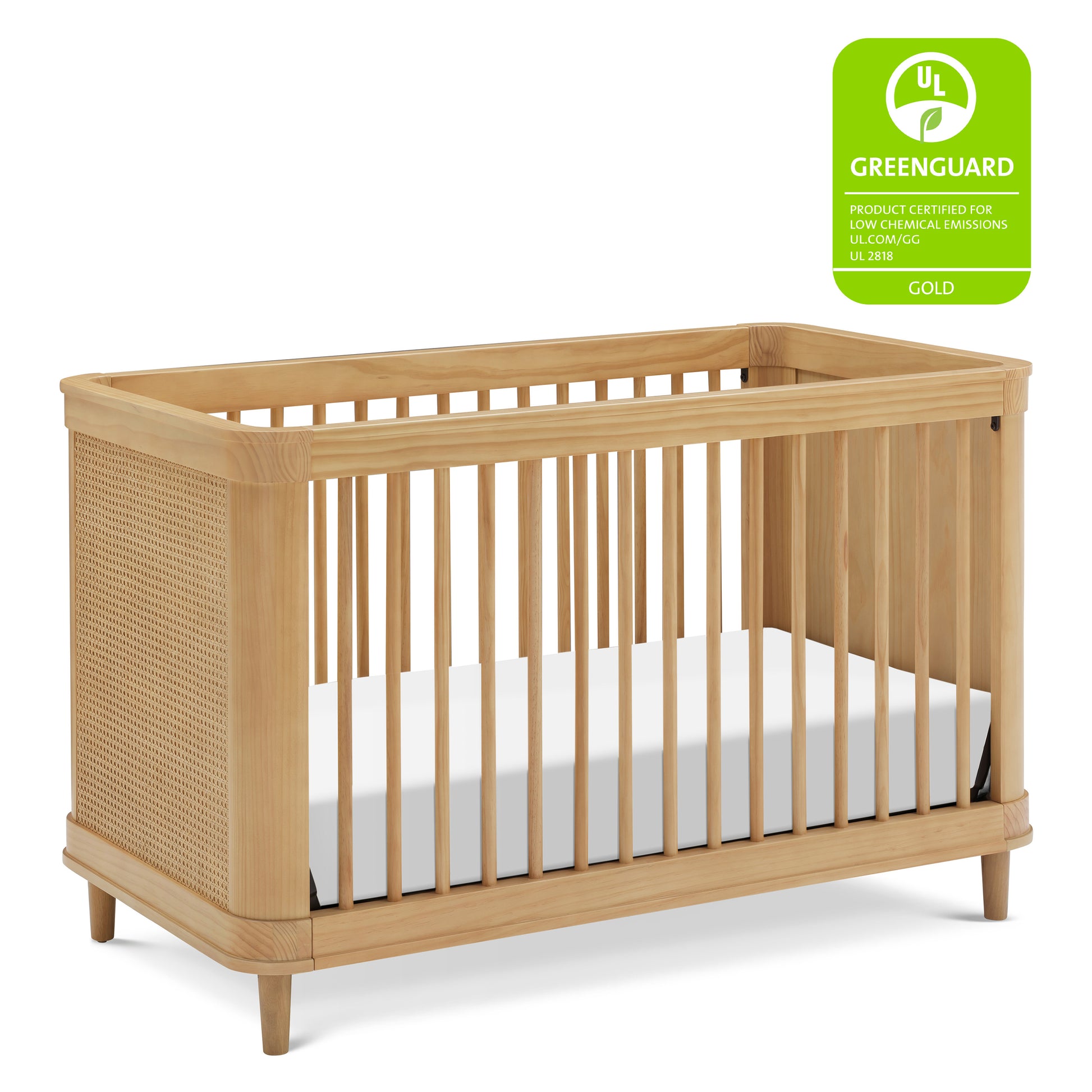 M23701HYHC,Namesake,Marin with Cane 3-in-1 Convertible Crib in Honey and Honey Cane