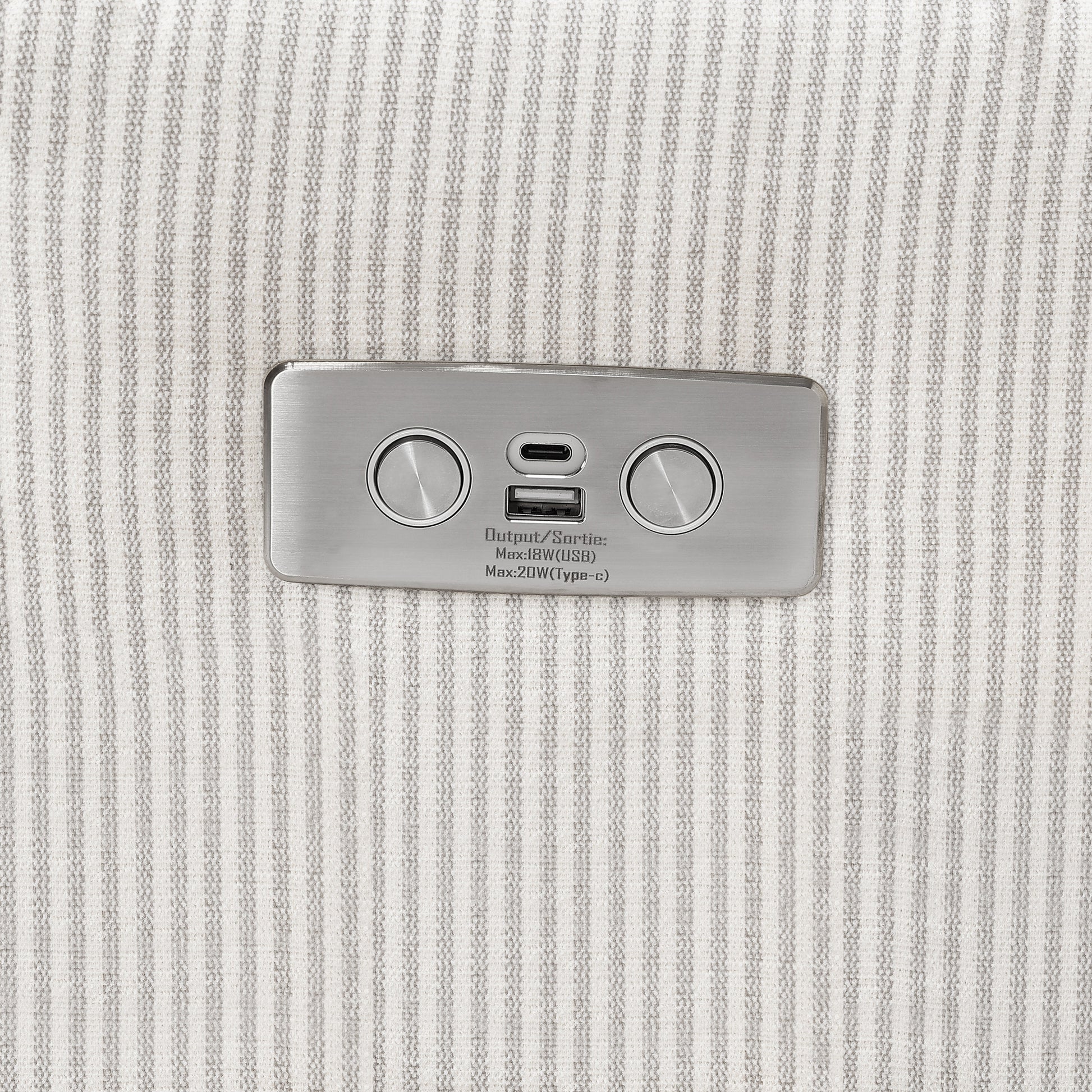 M22286FCSLB,Namesake,Crewe Electronic Swivel Glider Recliner in Fog Chatham Stripe Performance Eco-Weave w/LB