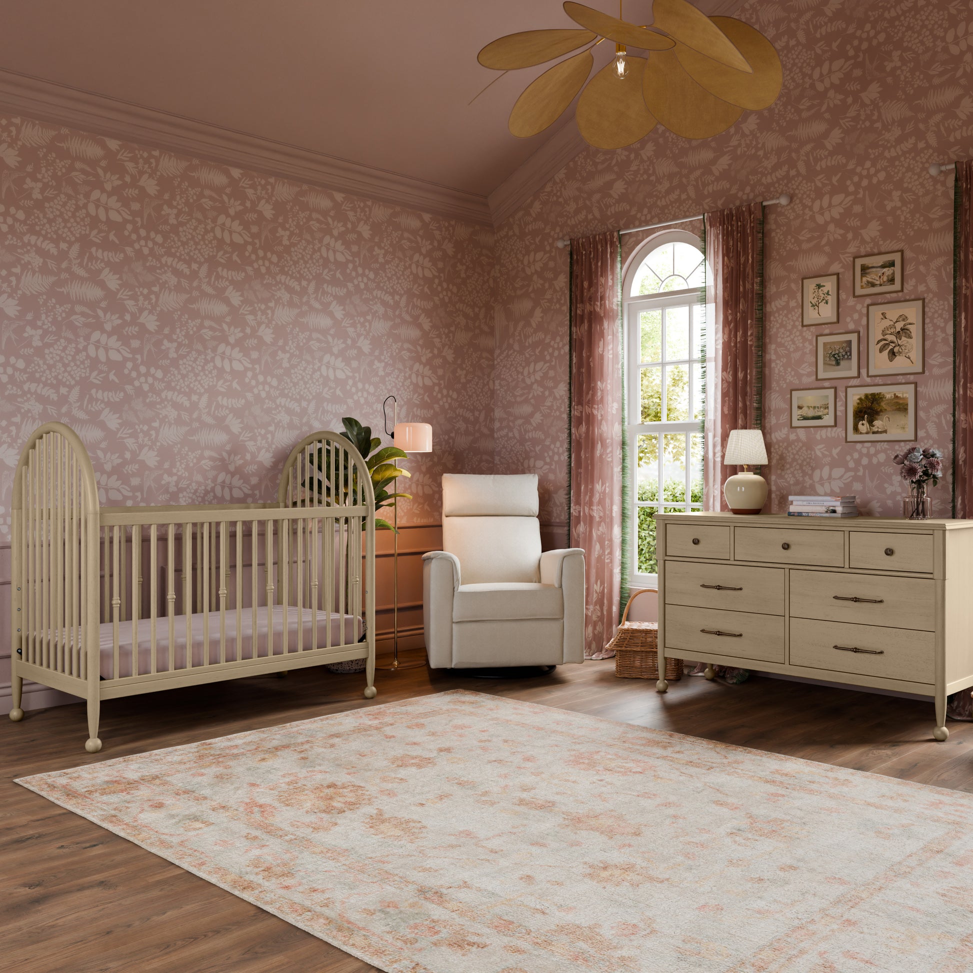 M31401WP,Namesake,Alouette 3-in-1 Convertible Spindle Crib in Washed Pine