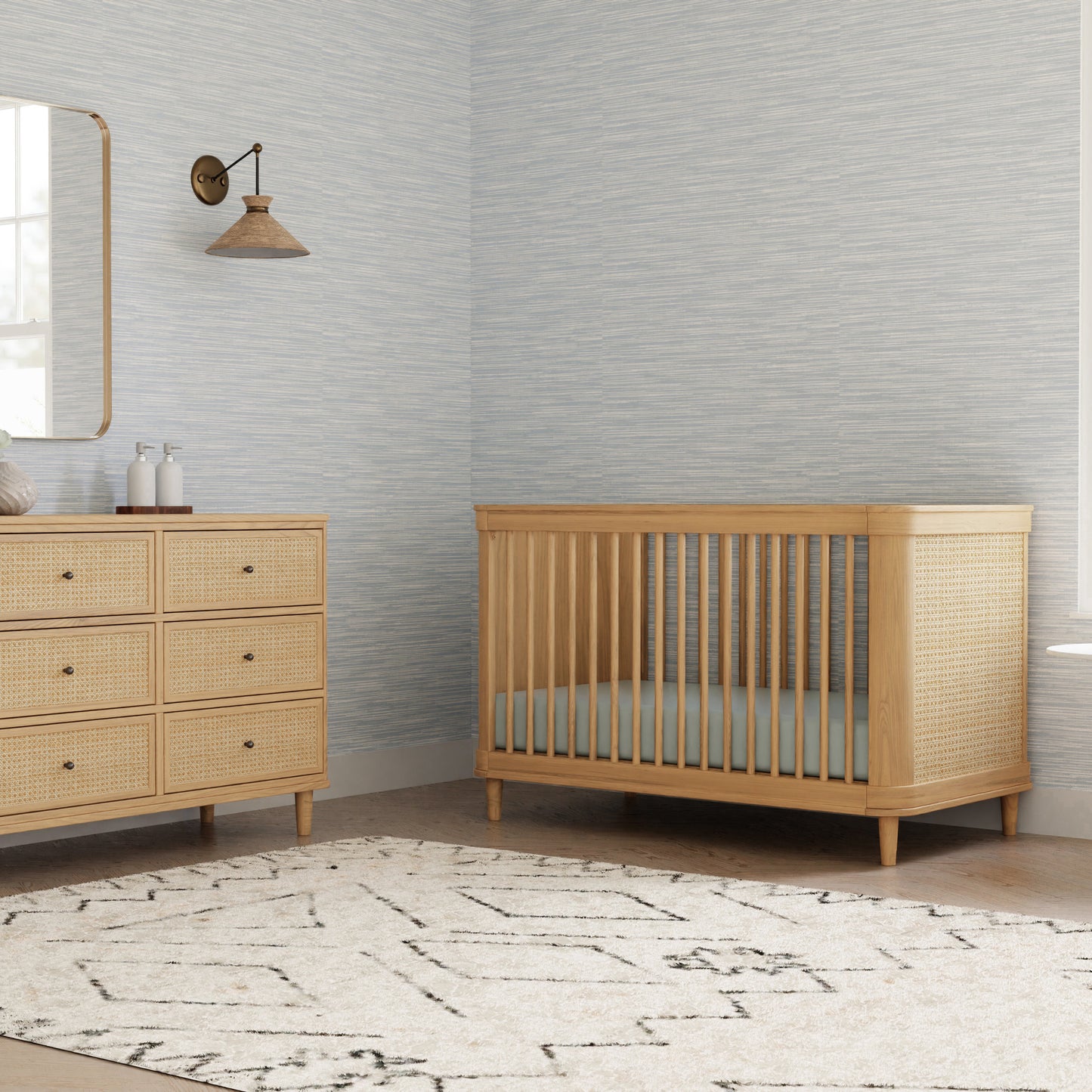 M23716HYHC,Namesake,Marin with Cane 6 Drawer Assembled Dresser in Honey and Honey Cane