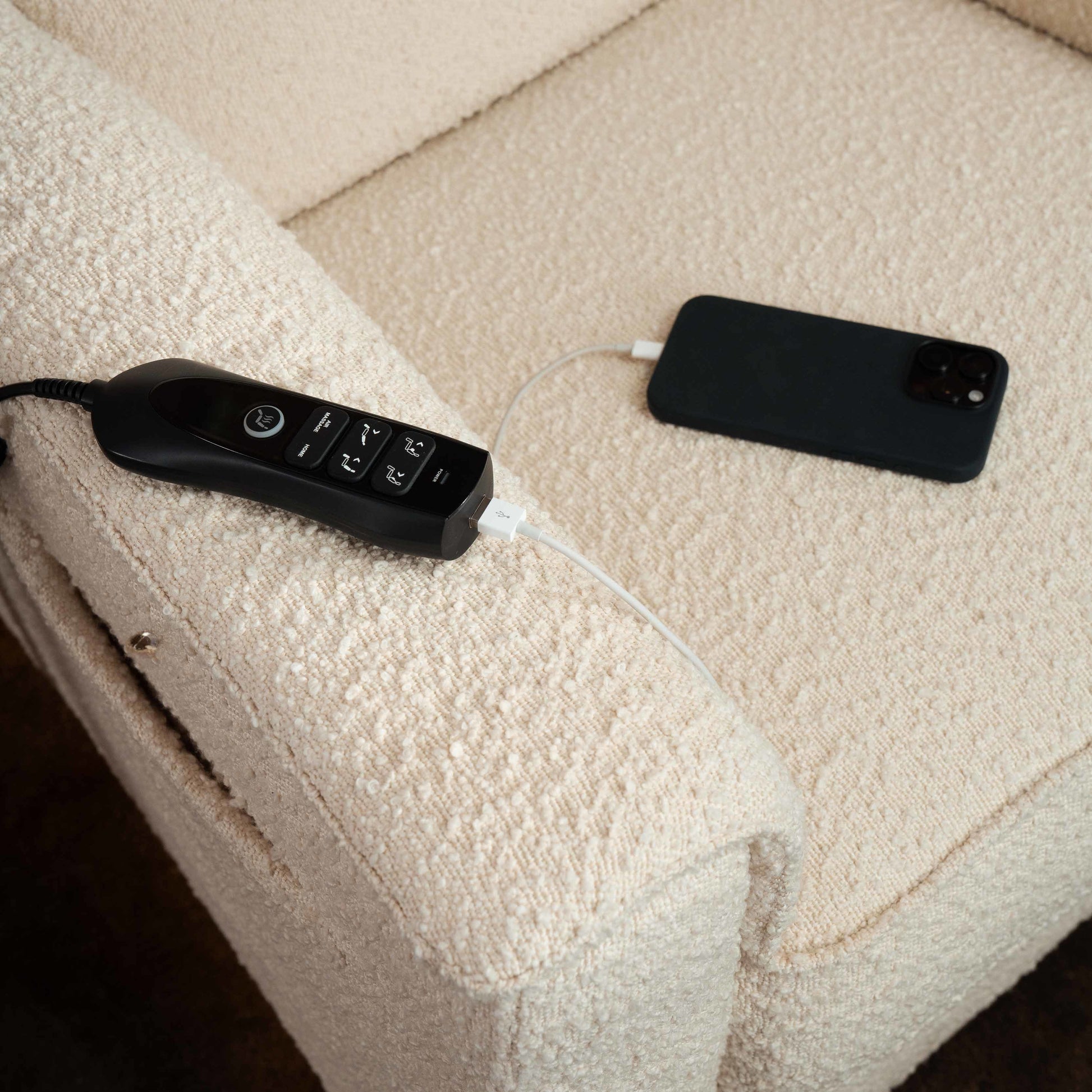 M17183PWB,Namesake,Willa Deluxe Power Glider Recliner w/Heat&Massage in Performance Ivory Boucle