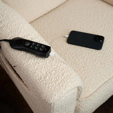M17183PWB,Namesake,Willa Deluxe Power Glider Recliner w/Heat&Massage in Performance Ivory Boucle