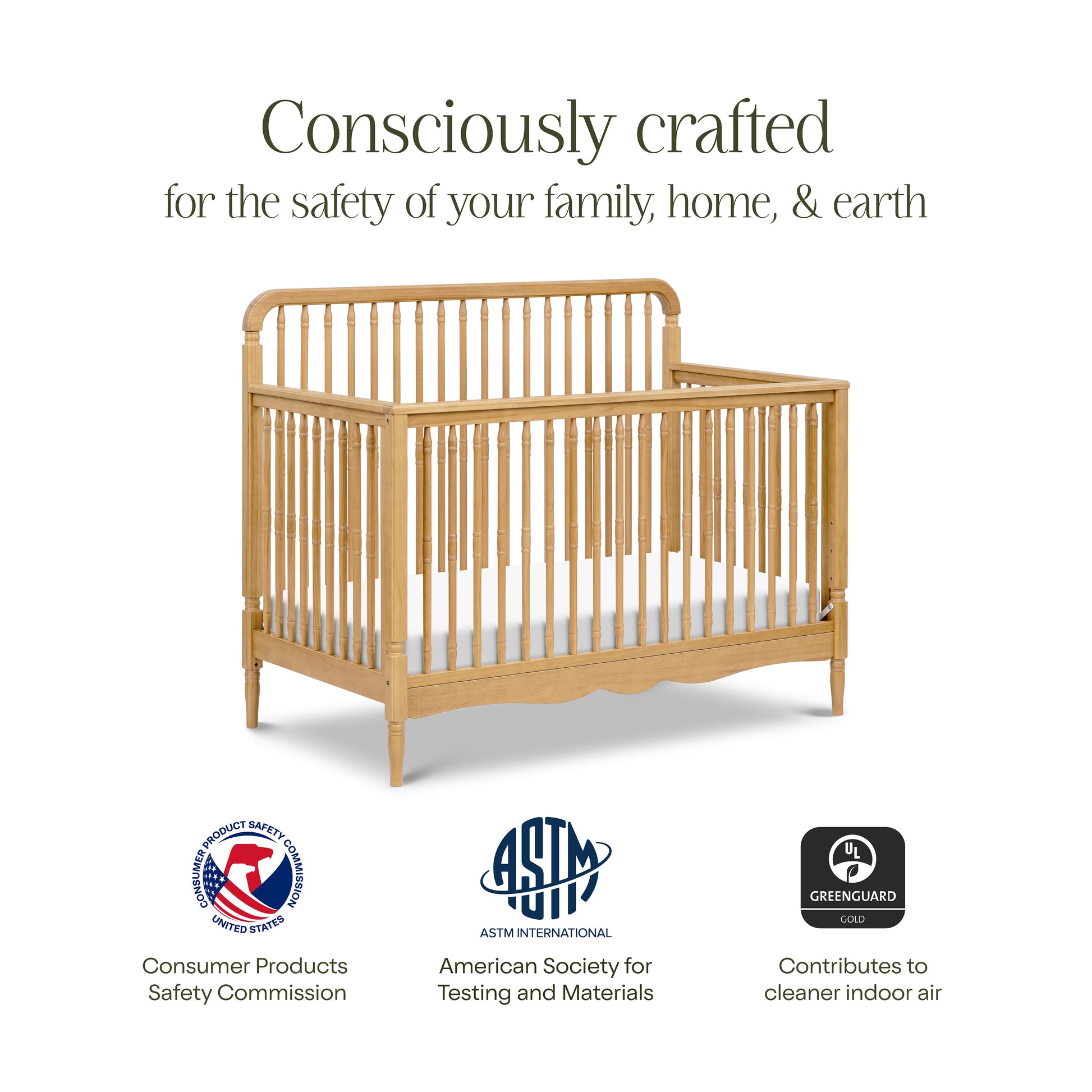 M7141HY,Namesake,Liberty 4-in-1 Convertible Spindle Crib in Honey