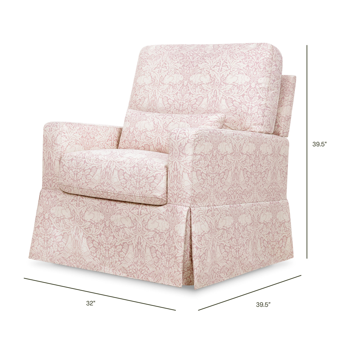 Morris & Co. x Namesake Crawford Pillowback Comfort Swivel Glider - dimensions