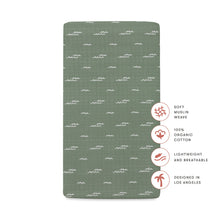 T27135,Babyletto,Ocean Waves Muslin Crib Sheet in GOTS Certified Organic Cotton