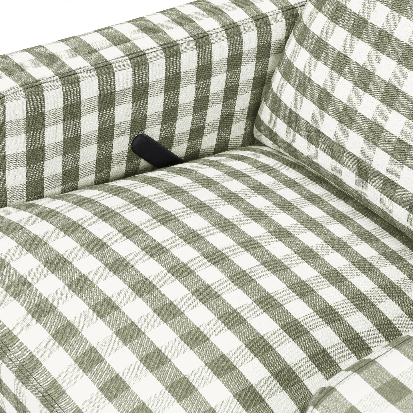 M22287GGHLB,Namesake,Crewe Recliner and Swivel Glider in Moss Green Gingham with Light Wood Base