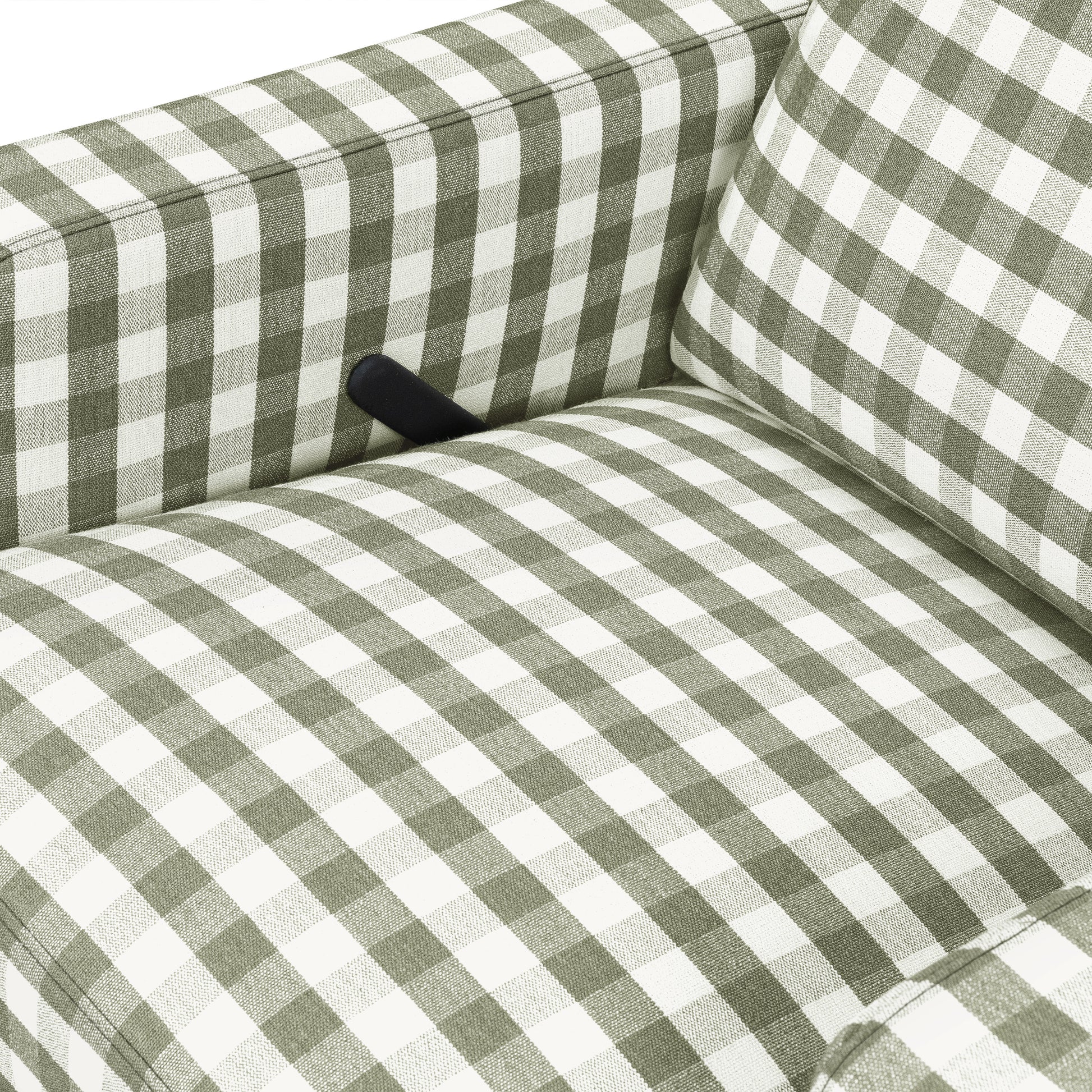 M22287GGHLB,Namesake,Crewe Recliner and Swivel Glider in Moss Green Gingham with Light Wood Base