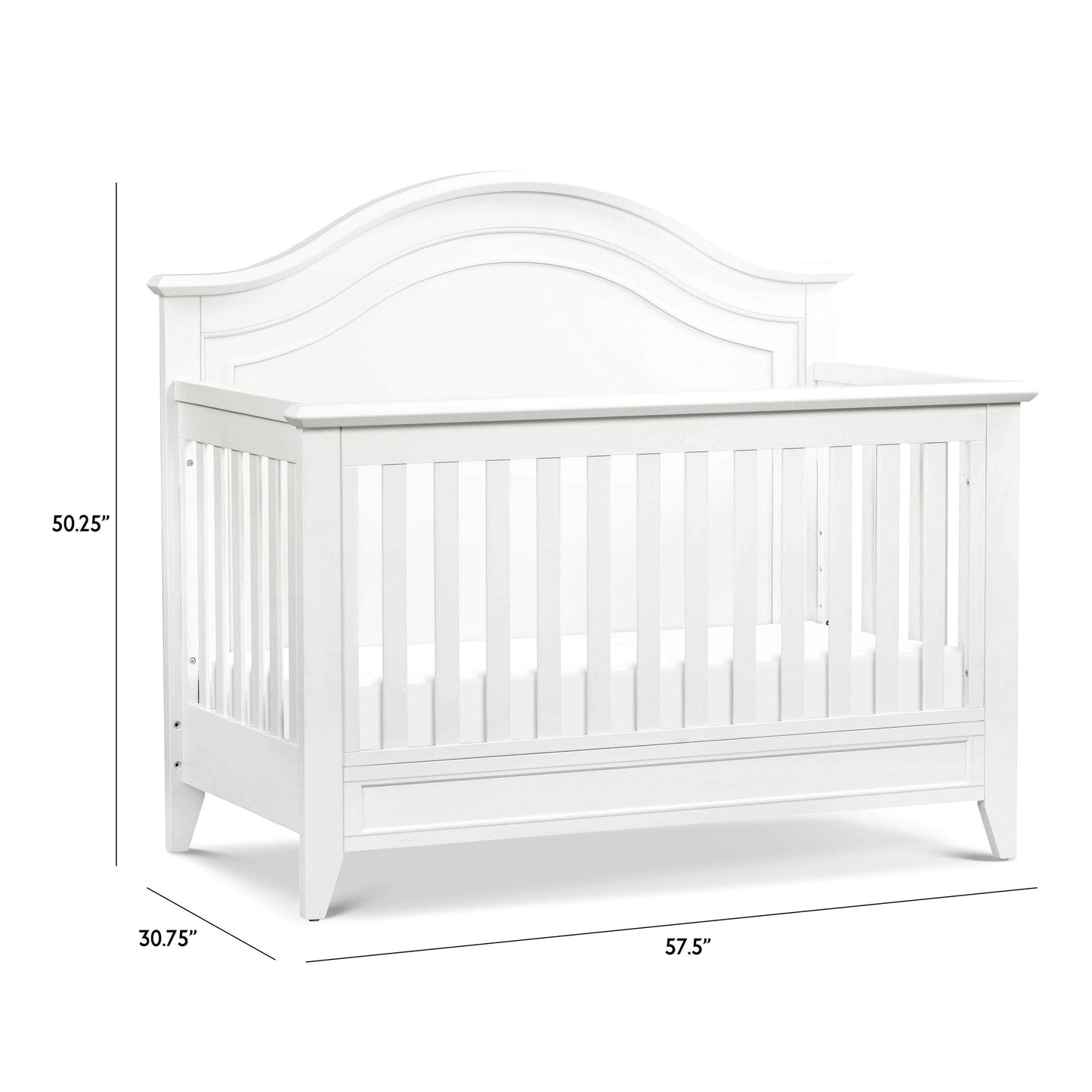 M34401RW,Beckett Rustic 4-in-1 Convertible Curve Top Crib in Warm White