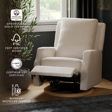 M22286PCMEWLB,Namesake,Crewe Electronic Swivel Glider Recliner in Performance Cream Eco-Weave w/Light Wood Base