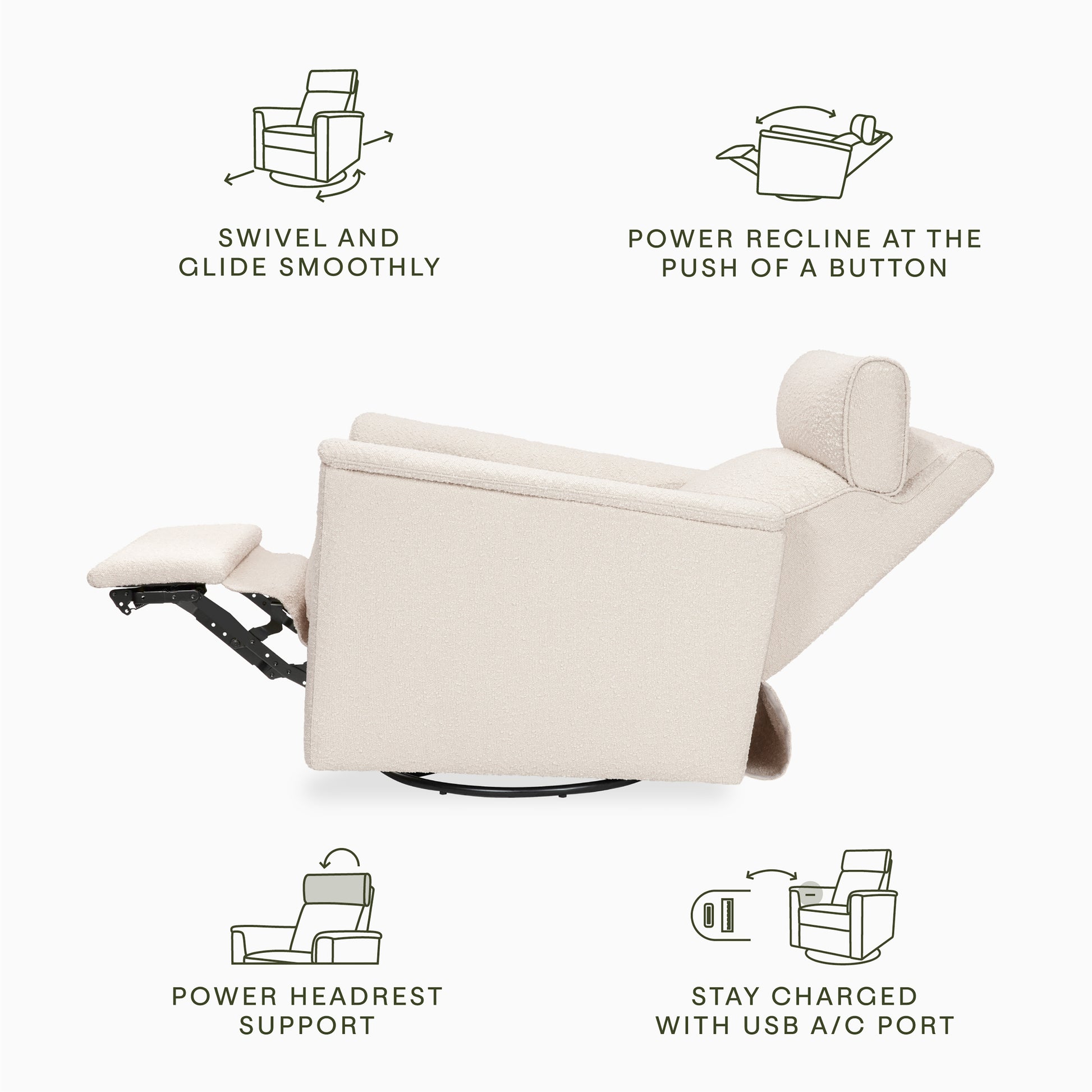 M17186PWB,Namesake,Willa Plus Power Glider Recliner w/ Power Headrest in Performance Ivory Boucle