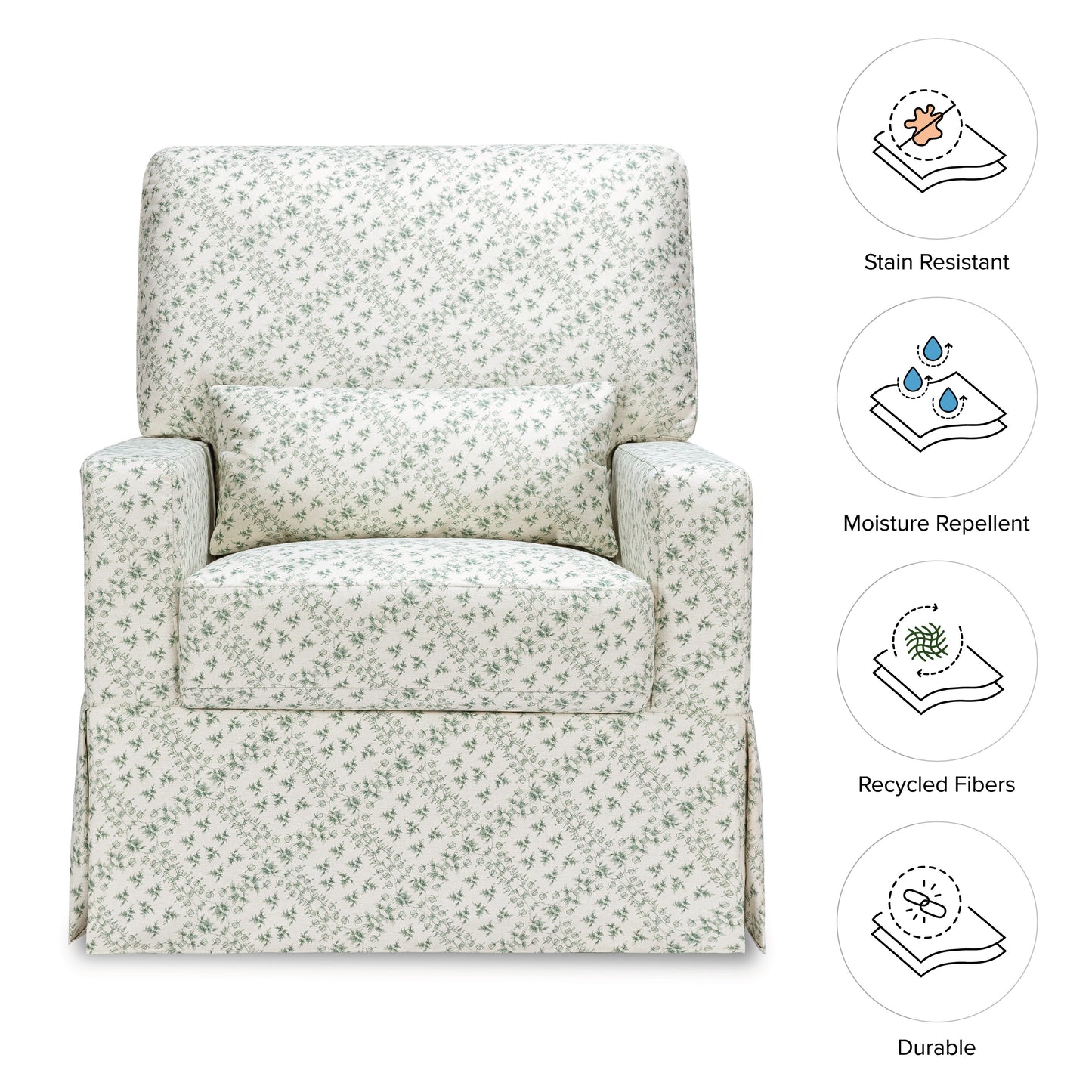 M21787GLT,Namesake,Sarah Flint x Namesake Crawford Swivel Glider in Green Lattice Performance Eco-Weave