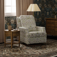 M22287TTFTDB,Namesake,Crewe Recliner and Swivel Glider in Strawberry Thief in Fig &Thyme w/Dark Wood Base