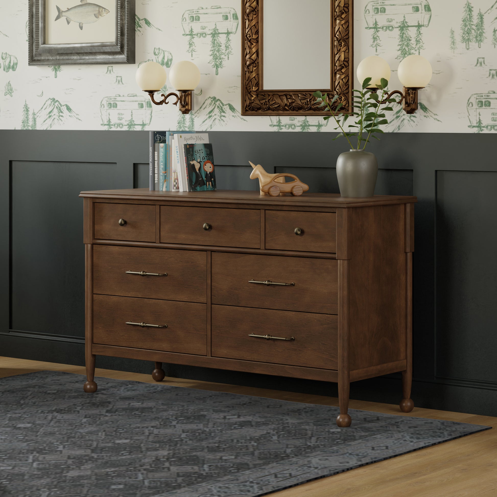 M31416NL,Namesake,Alouette 7-Drawer Assembled Dresser in Natural Walnut
