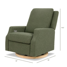 M22286OBLB,Namesake,Crewe Electronic Swivel Glider Recliner in Olive Boucle w/Light Wood Base