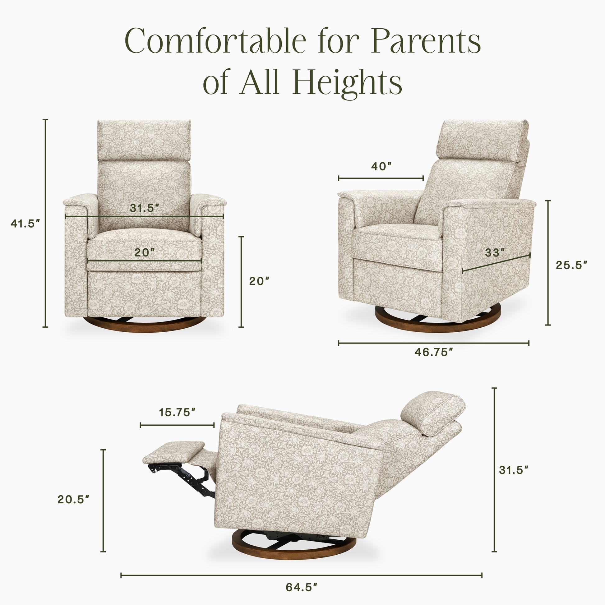 M17186MADB,Namesake,Willa Plus Power Glider Recliner w/ Power Headrest in Mallow in Ash w/ Dark Wood Base