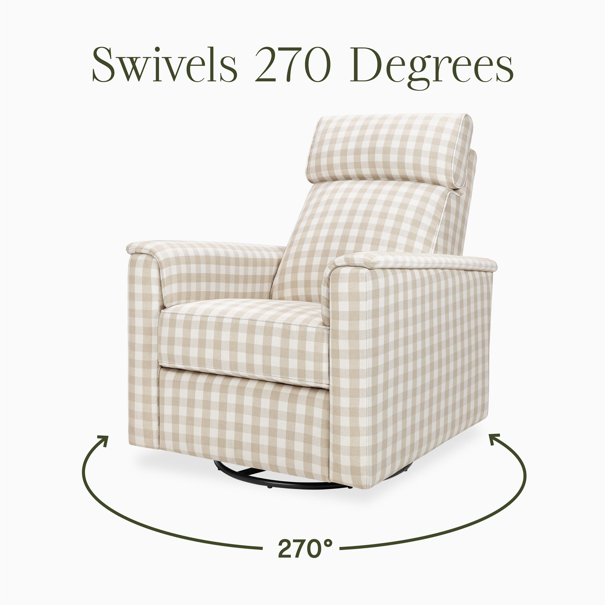 M17182TGH,Namesake,Willa Pro Power Glider Recliner w/ Power Lumbar in Tan Gingham